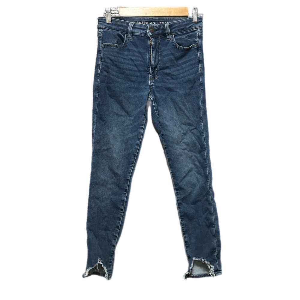 American Eagle Hi-Rise Jegging Womens 6 Short Blue Excellent Raw Step Hem